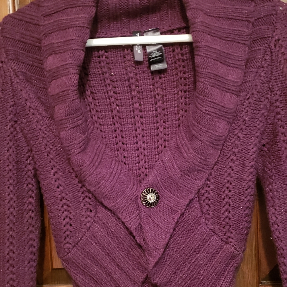 Bisou Bisou ladies shrug long sleeve sweater sz. small purple